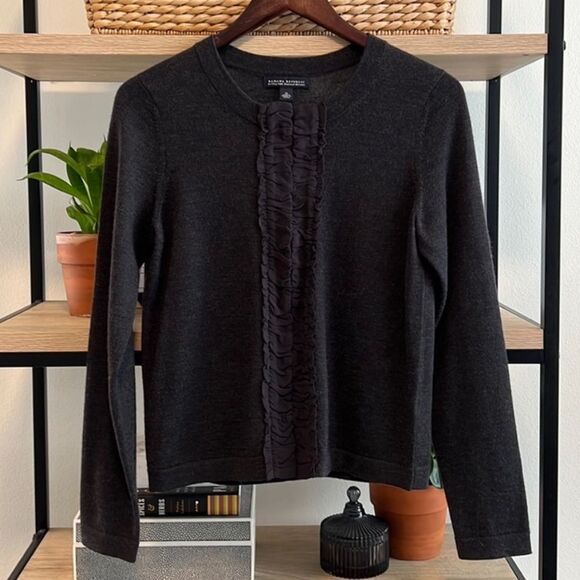 Banana Republic Extra Fine Italian Merino Ruffle Front Cardigan Sweater! - Picture 7 of 7